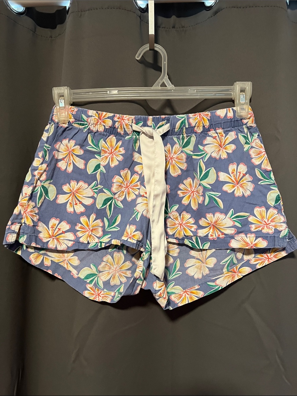Old Navy Blue Tropical Floral Drawstring Athletic Shorts